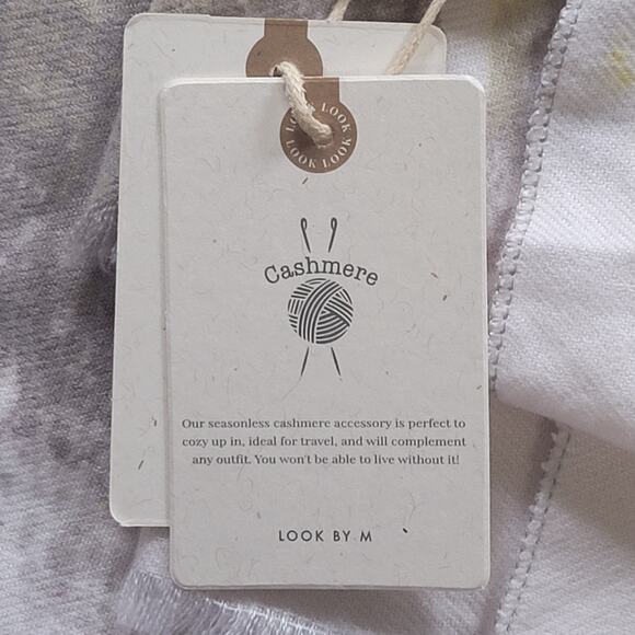 LOOK Cashmere Blend Yellow & Gray Floral Pashmina Wrap Scarf 29x72 - Picture 8 of 11